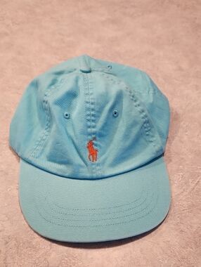 Polo by Ralph Lauren Sky Blue Baseball Cap with Orange Pony